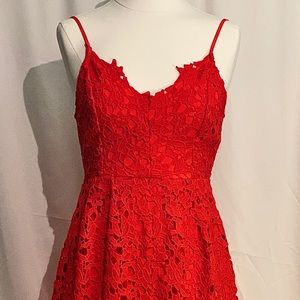 ❣️ Red Lace Midi Dress Small ❣️